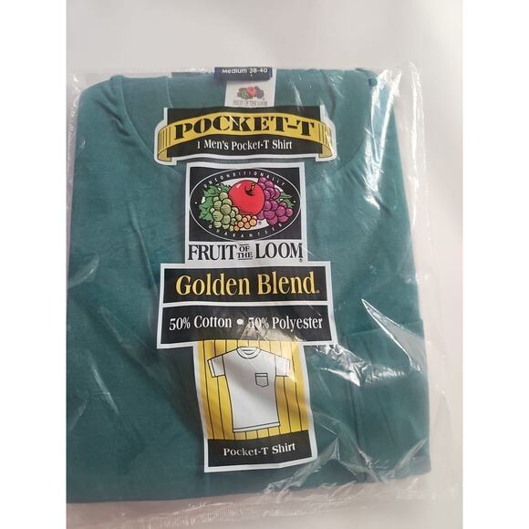 3 Vintage Fruit Of The Loom Pocket T Shirt 1996 Golden Blend Size M 50/50 USA - Picture 4 of 11